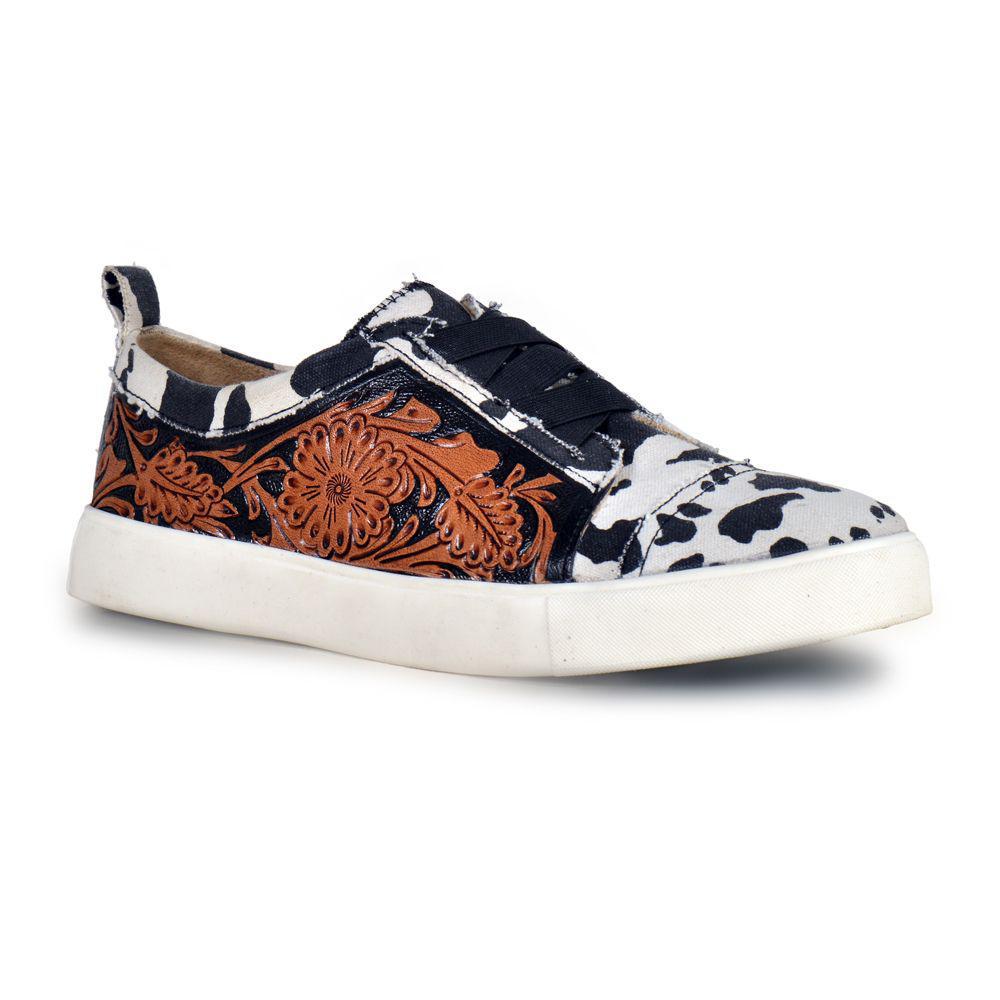 WOMEN LIMITED EDITION COWPRINT WITH HANDTOOLING SNEAKER - S-5768