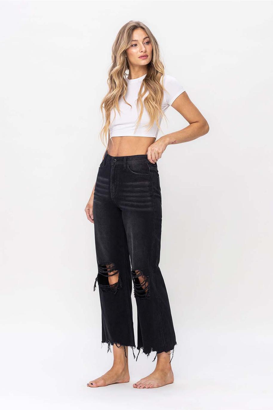 90'S VINTAGE CROP FLARE - BLACK