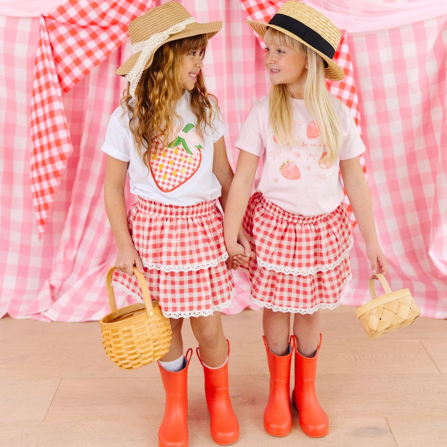 Strawberry Patchwork Short Sleeve T-Shirt - Kids Clothes