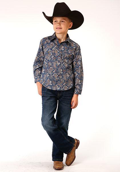 BOYS L/S SHIRT   PERFORMANCE Y/D ALLOVER PRINT -SNAP  1263 RIVER PAISLEY PRINT  03-030-0278-7027