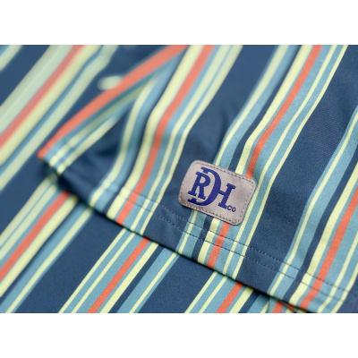 Red Dirt Hat Co. Teal & Coral Striped Polo