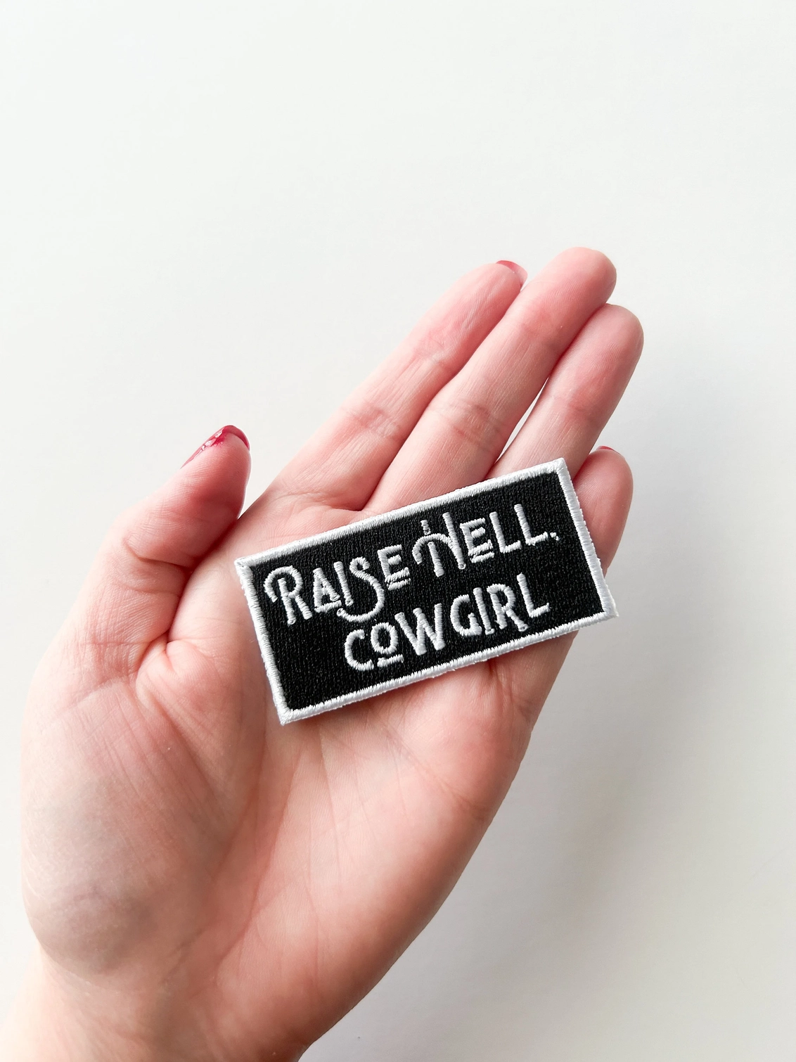 Black Raise Hell Cowgirl Patch Embroidered