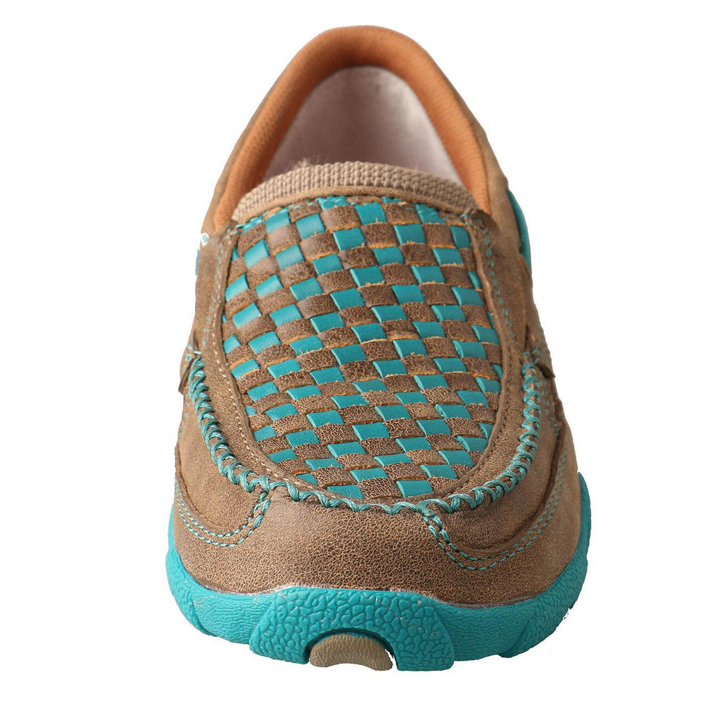 WOMENS SLIP ON DRIVING MOCCASINS - BOMBER/TURQUOISE WDMS006