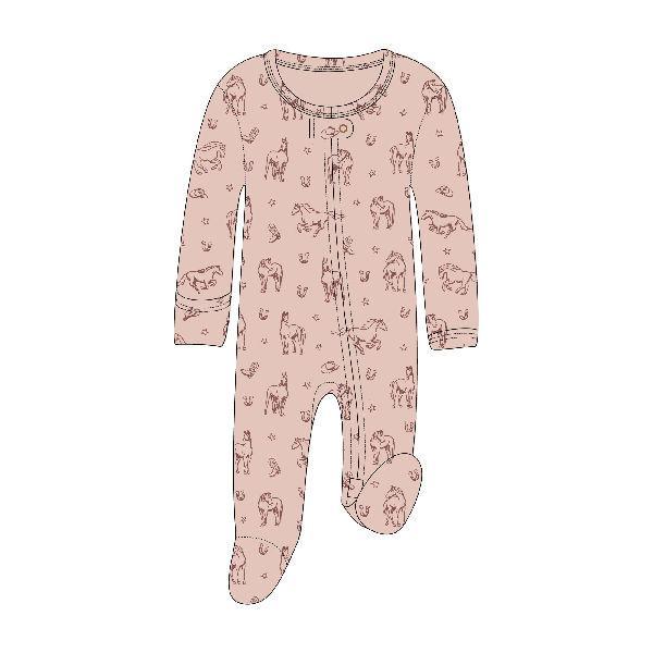 ORGANIC 2-WAY ZIPPER FOOTIE - RODEO ROSE