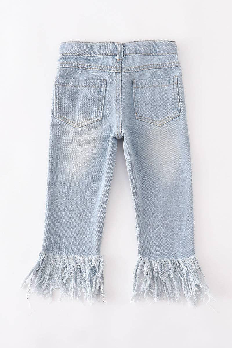 LIGHT BLUE TASSEL DENIM JEANS