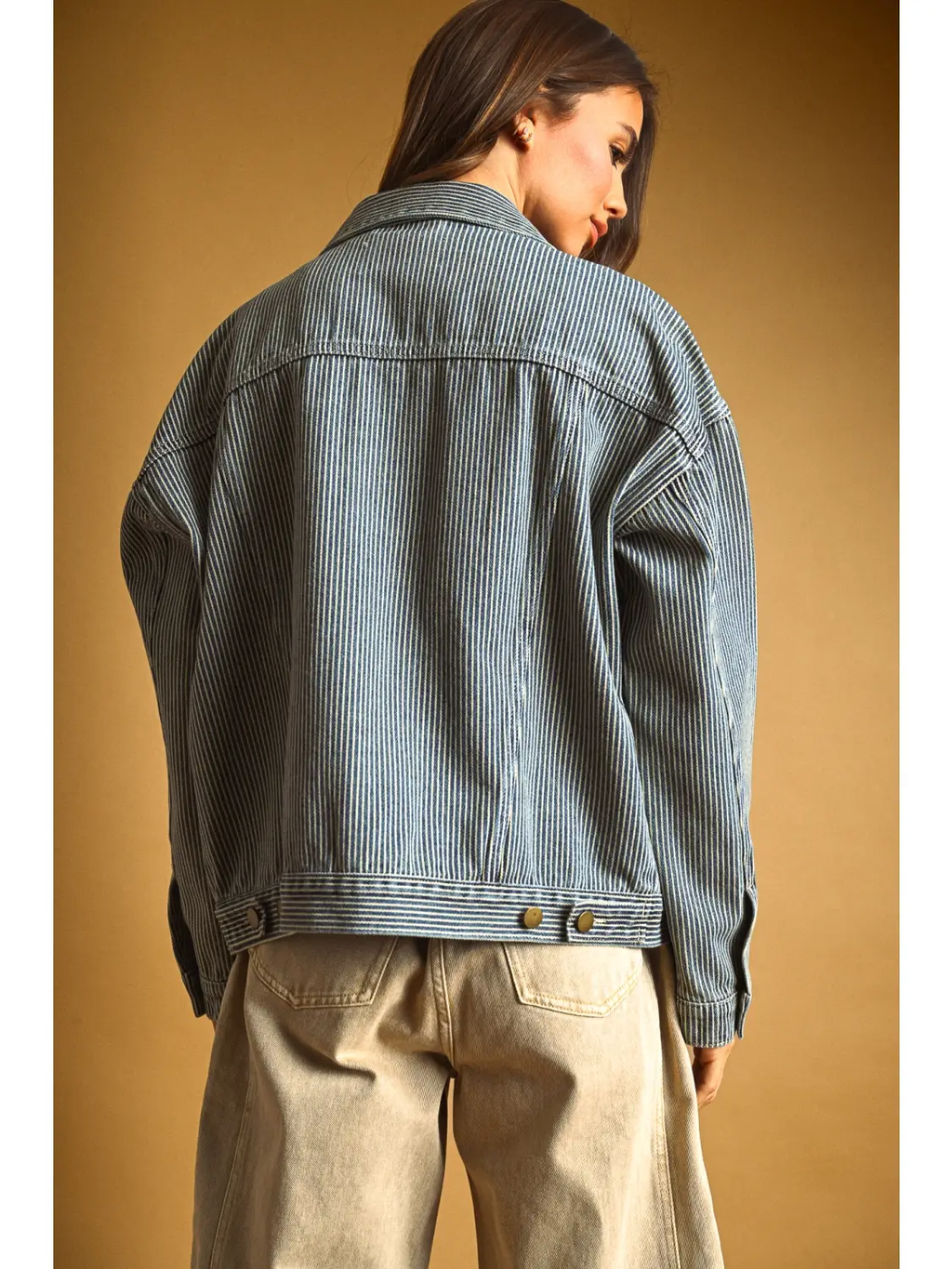 Striped Pattern Denim Jacket