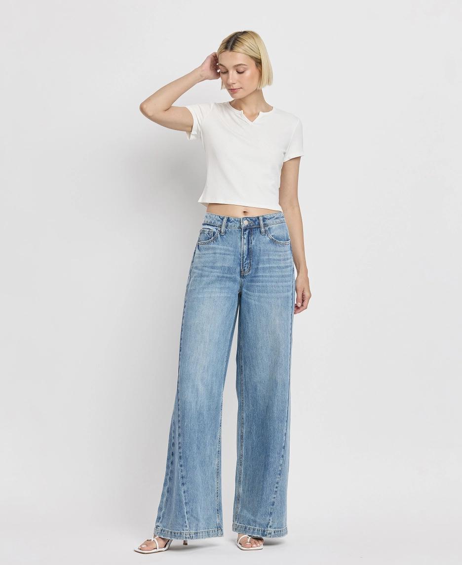 High Rise Seam Detail Wide Leg Jeans | Fulfillment
