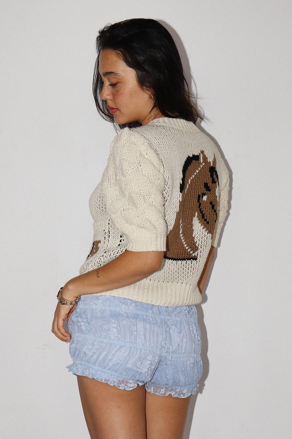 The Brynlee Horse Button Up Sweater - NATURAL