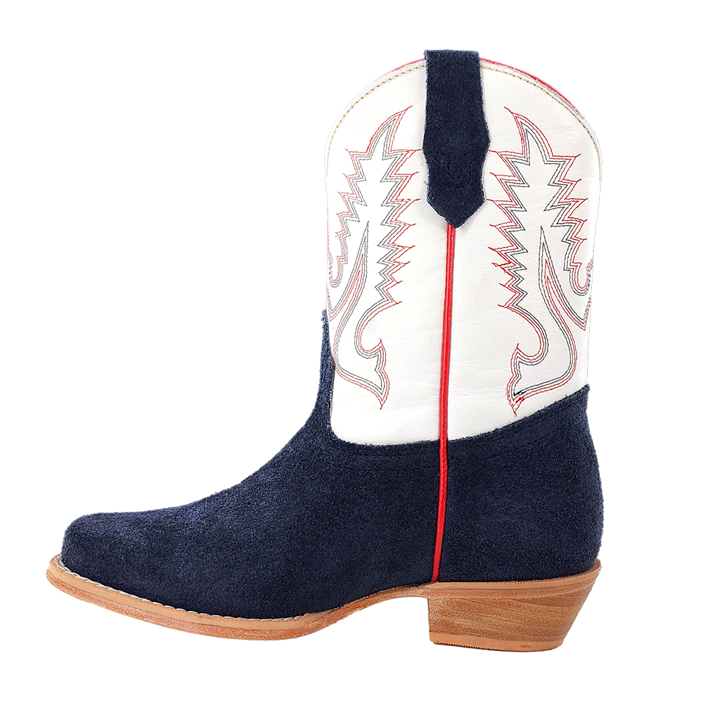 R. Watson Kid's Navy Roughout / Winter White Cowhide