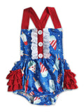 Popsicle Straps Ruffle Baby Girls 4th of July Bubble