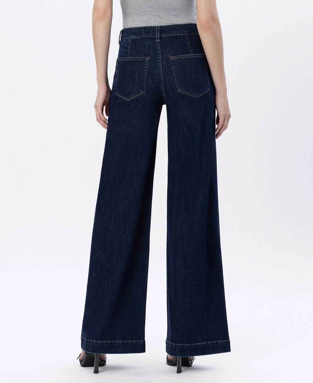High Rise Dart Detail Wide Leg Jeans F6217