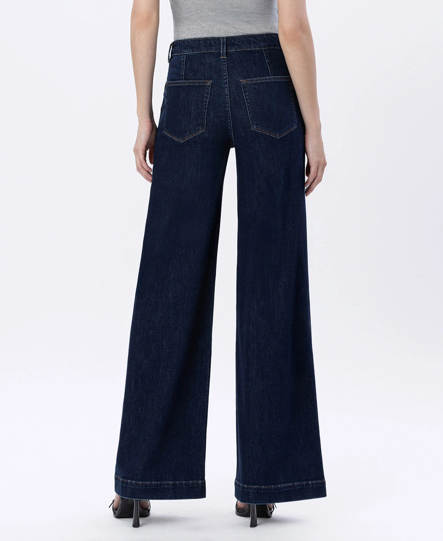 High Rise Dart Detail Wide Leg Jeans F6217