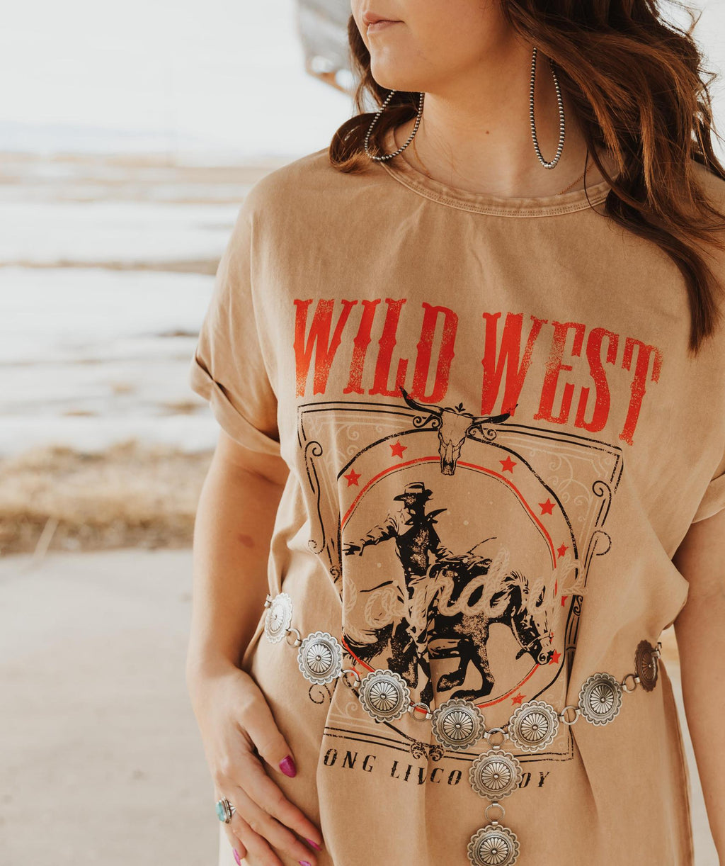 WILD WEST MINERAL TAUPE WASHED DRESS