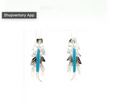 Navajo Handmade Feather Turquoise Earrings-Allen Barney