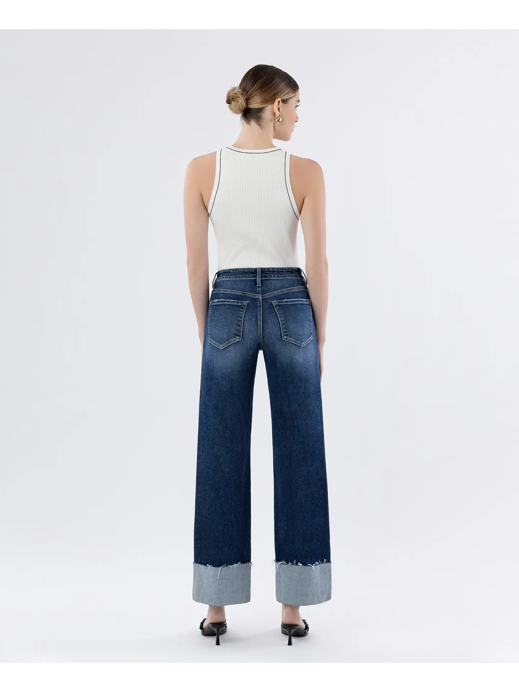 High Rise Cuffed Wide Leg Jeans | Cosmos