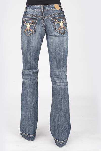 WOMENS JEAN ELLA TROUSER FIT STEER HEAD W/ARROWS EMB BACK PKT OWS 10-054-0460-0014 BU