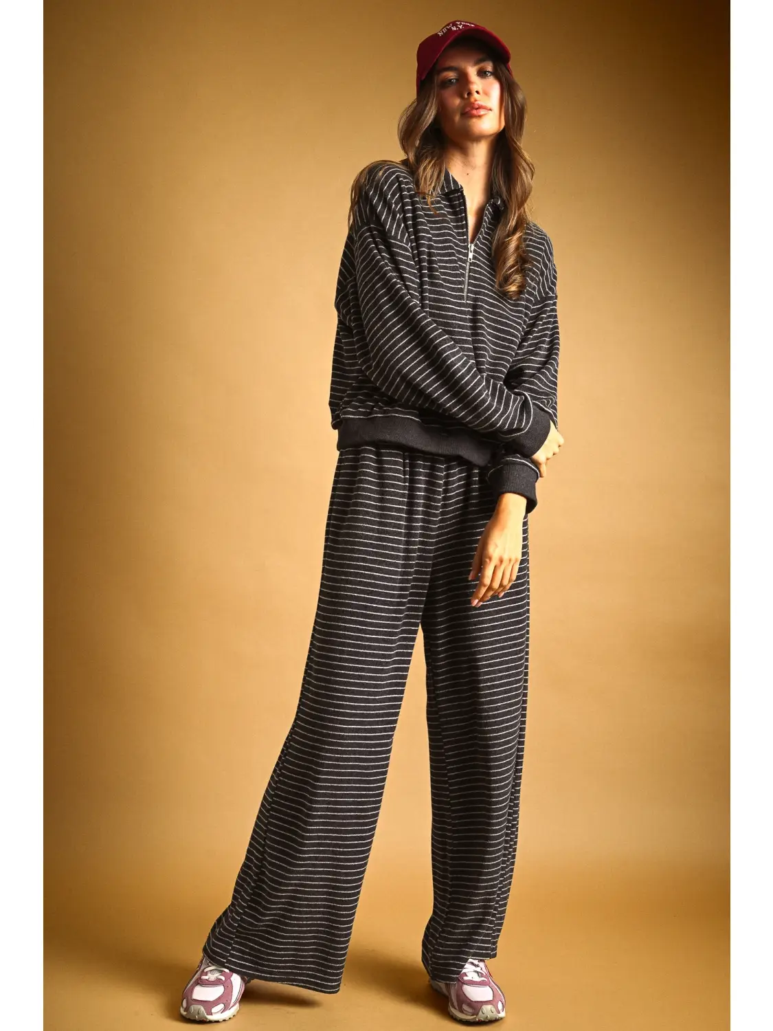 Striped Pattern Towel Fabric Pants