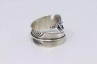 Navajo Handmade Sterling Silver Feather Adjustable Ring - Chester Charley