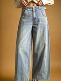 Vintage Wash Wide Leg Paneled Jeans