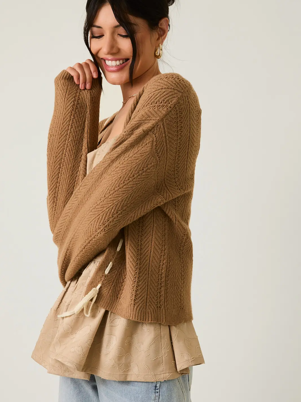 Tie Detail Sweater Cover Up