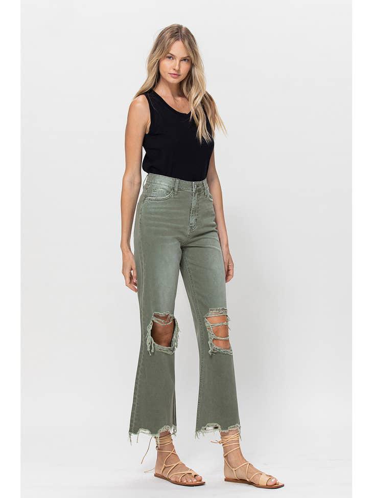 90S VINTAGE CROP FLARE - ARMY GREEN