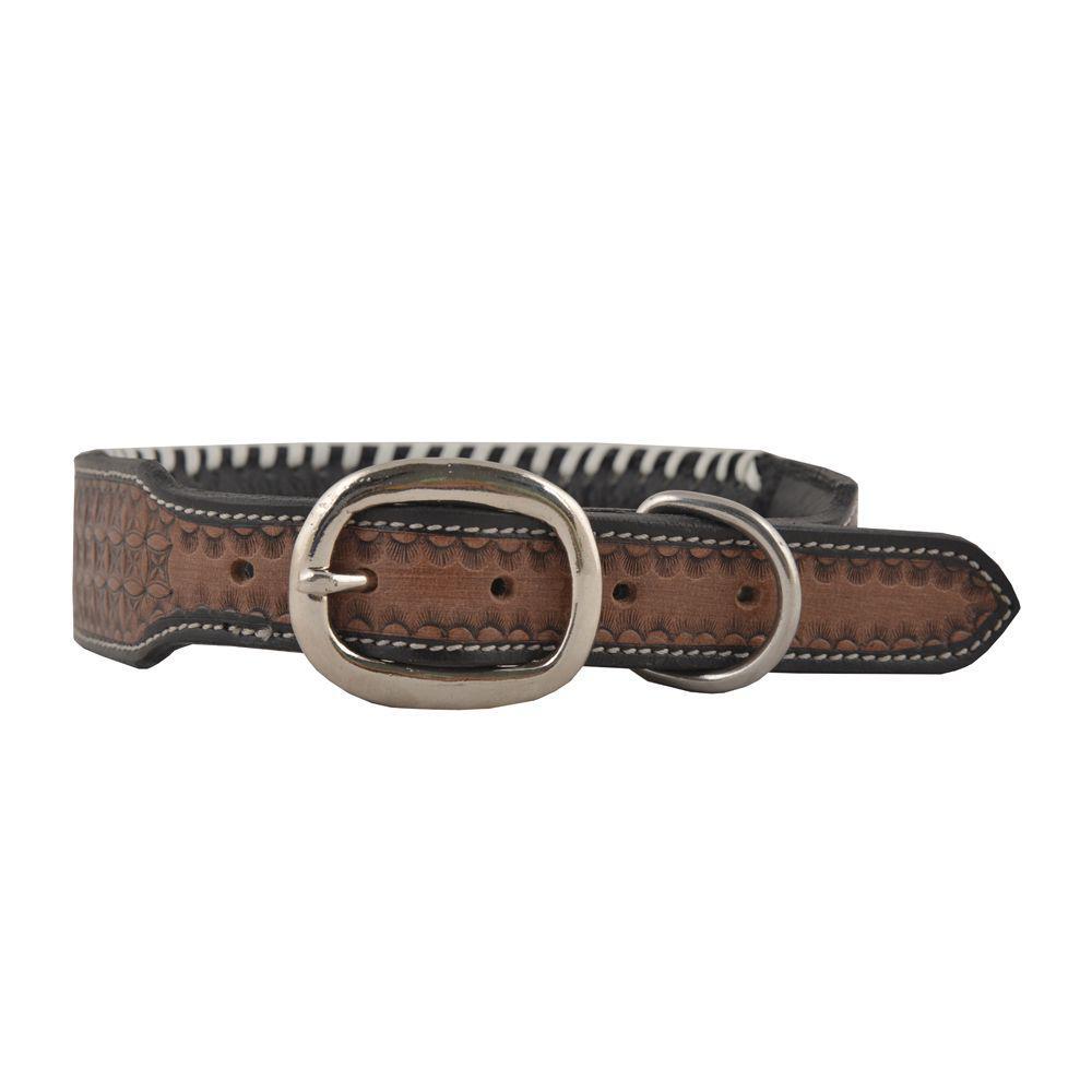 Oxy Daisy Hand-Tooled Leather Dog Collar S-5755