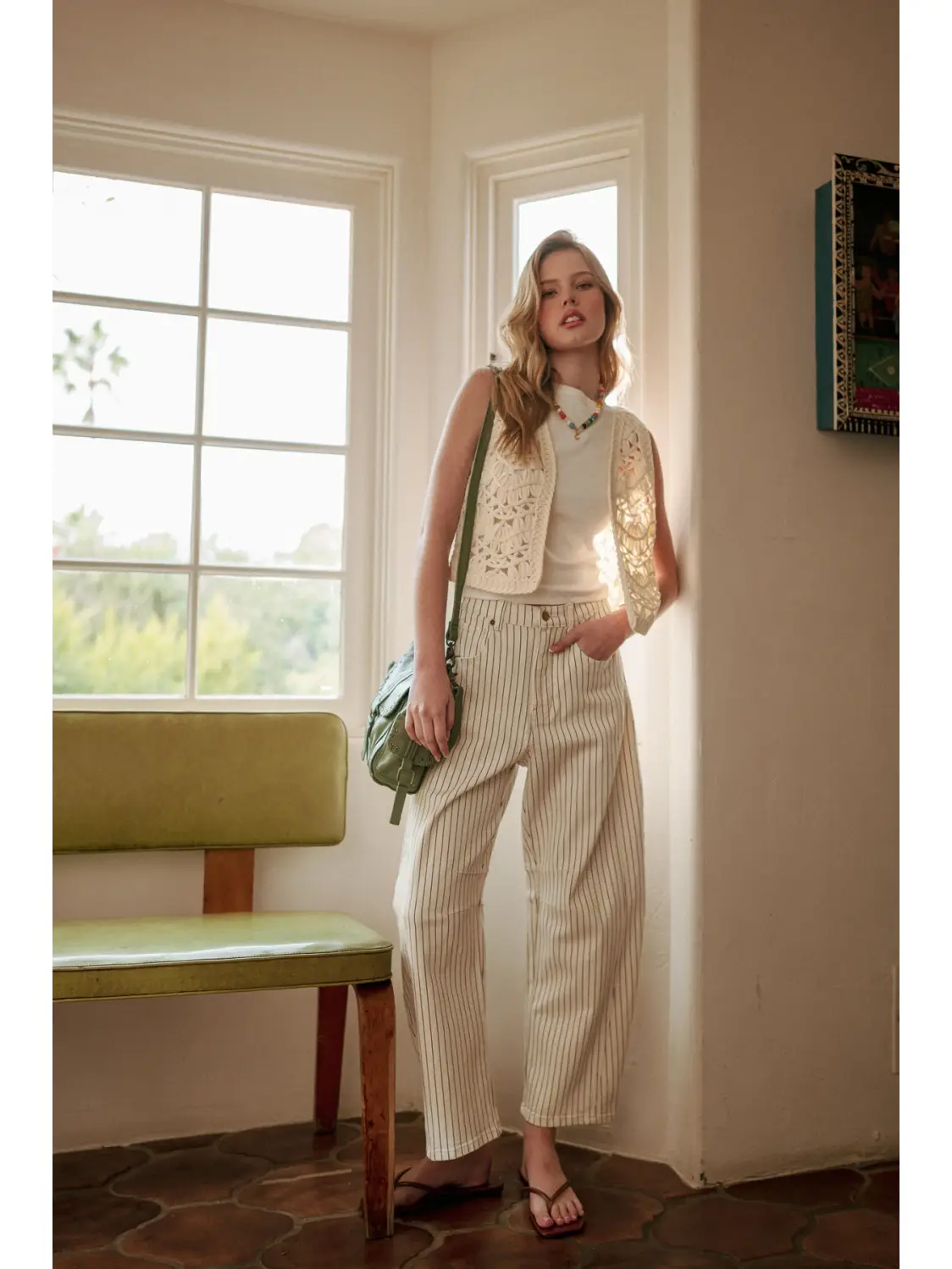 Pinstriped Pattern Barrel Pants
