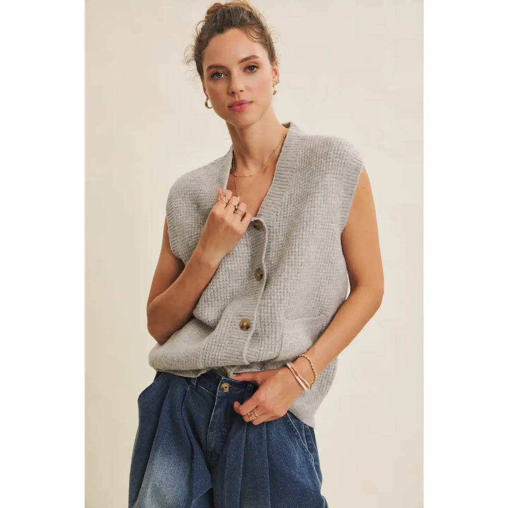 Modern and Timeless Textured Thermal Cozy Sweater Vest