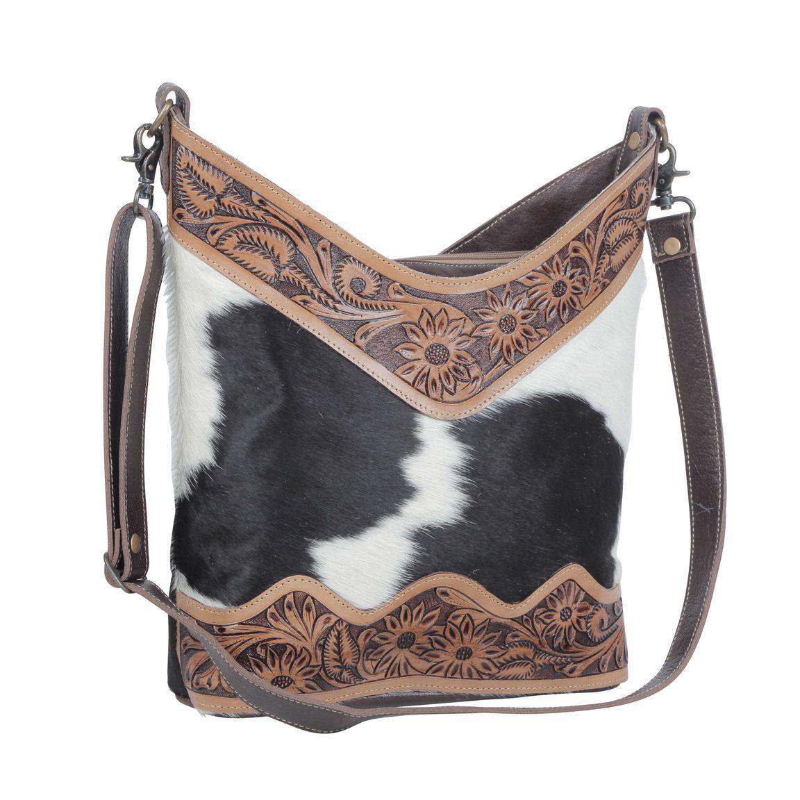 COCO AND CREAM HAND-TOOLED BAG S-4709
