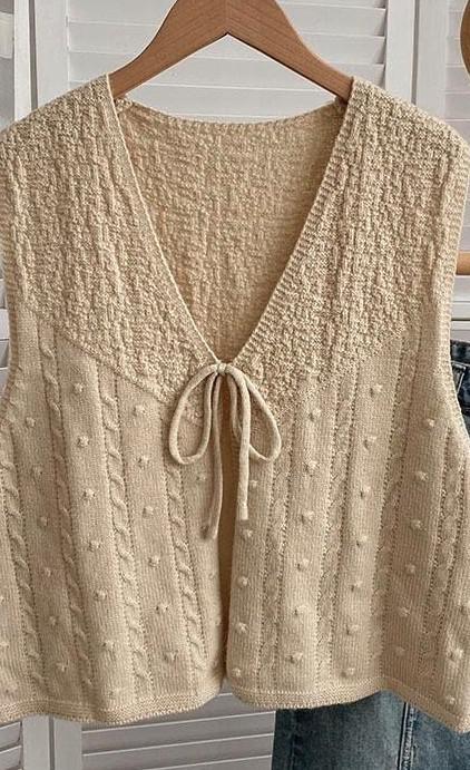 Knitted Tank Vest - Khaki