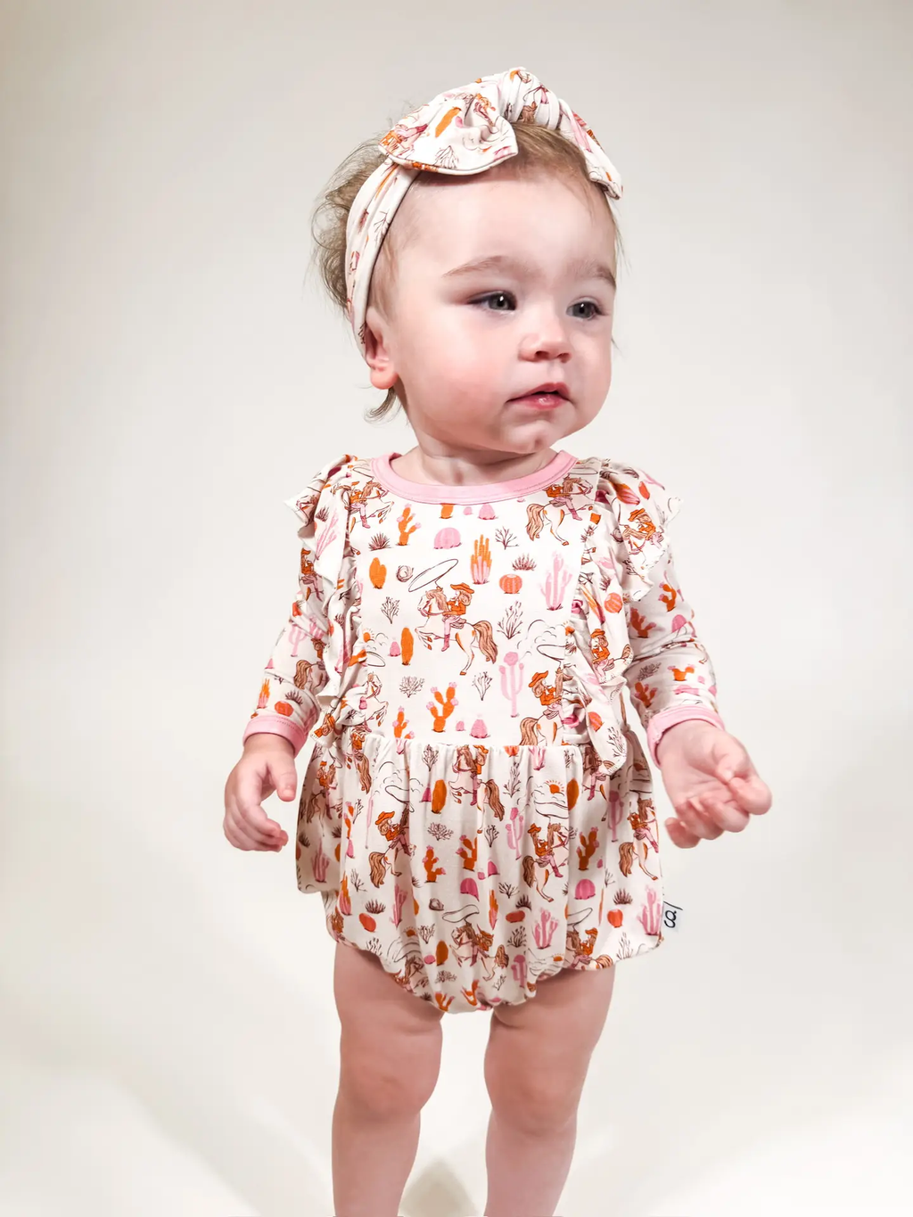 Saddle Up, Cowgirl Toile - Long Sleeve Flutter Bubble
