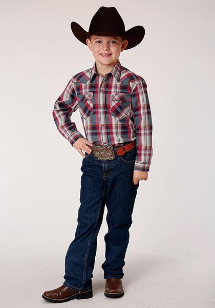 BOYS L/S SHIRT   PERFORMANCE Y/D PLAID SNAP  1259 HONOR PLAID
