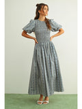 Floral Print with Puff Slv Dress