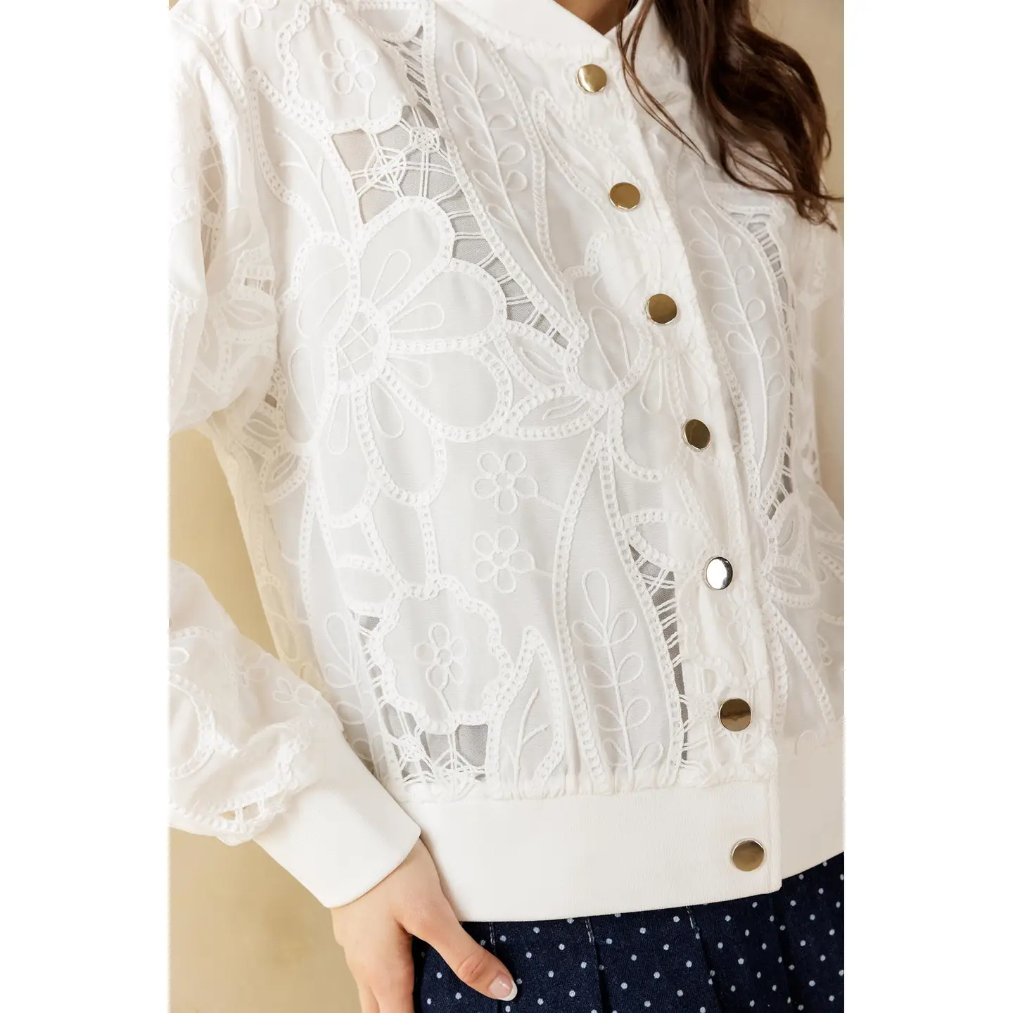 White Floral Bomber Jacket
