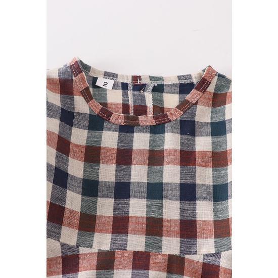 FOREST PLAID RUFFLE DRESS