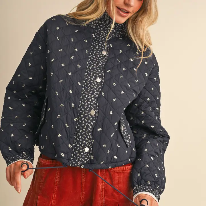 Floral Quilted Jacket - RED