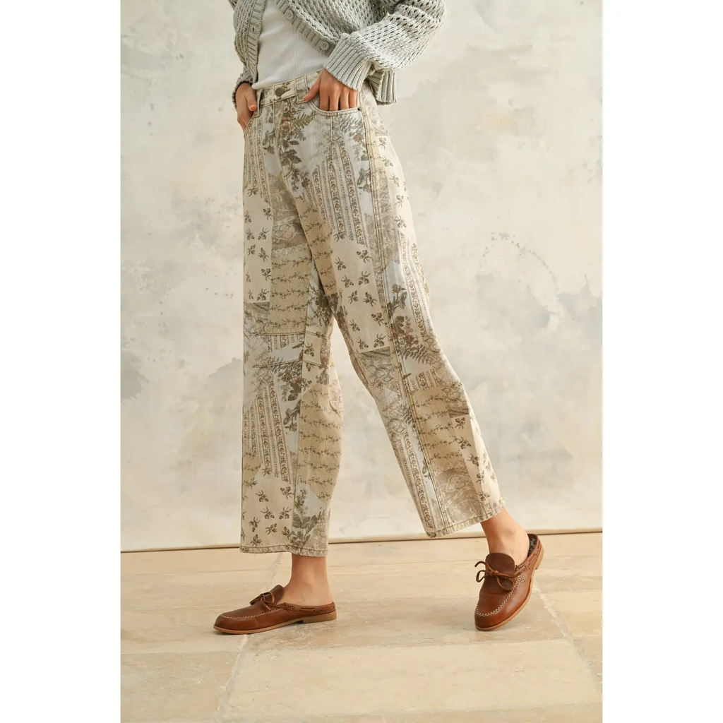 Multi Printed Barrel Pants