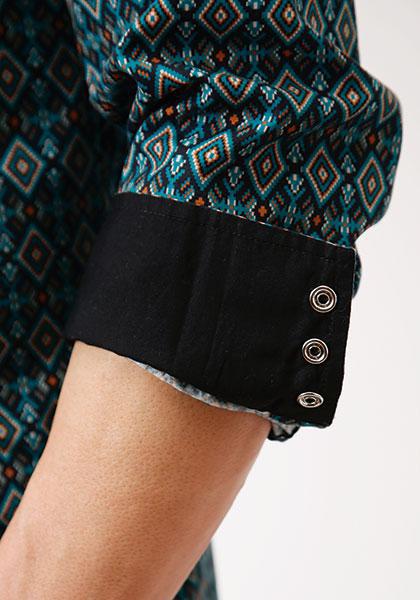MENS L/S SHIRT   PERFORMANCE Y/D ALLOVER PRINT -SNAP  1261 DIAMOND AZTEC PRINT