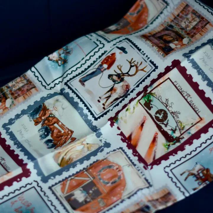 Holiday Vintage Stamps Western Tea Towel