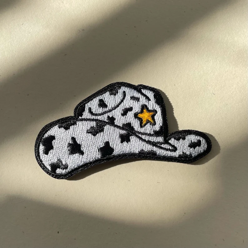Cow Print Cowboy Hat Patch