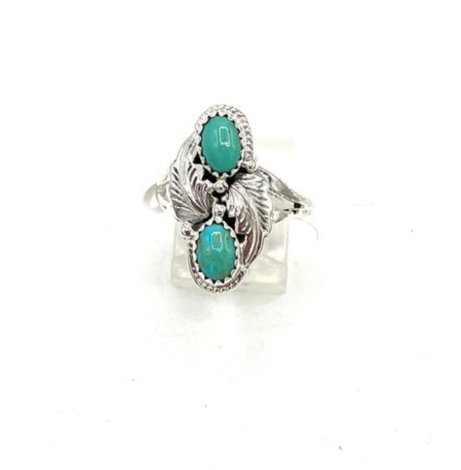 Navajo Handmade Kingman Turquoise Ring - Jerryson Henio