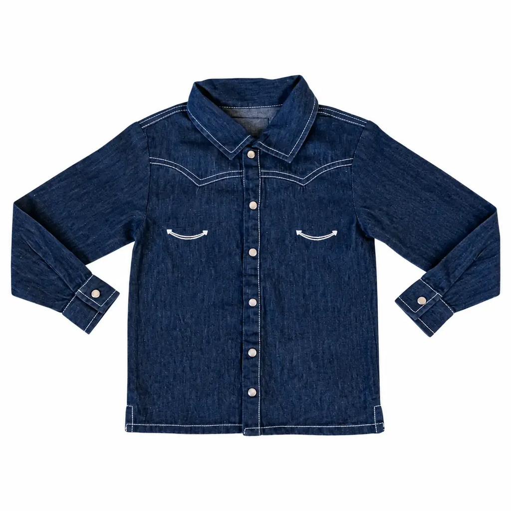 True Blue | Kids' Western Denim Long-Sleeve Button-Up