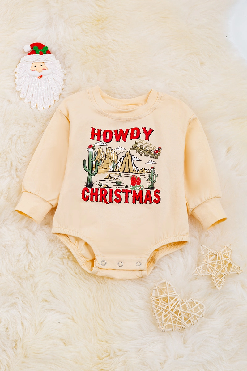 HOWDY CHRISTMAS" IVORY GRAPHIC BABY ONESIE