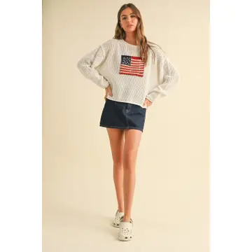 Flag Knitted Sweater Top
