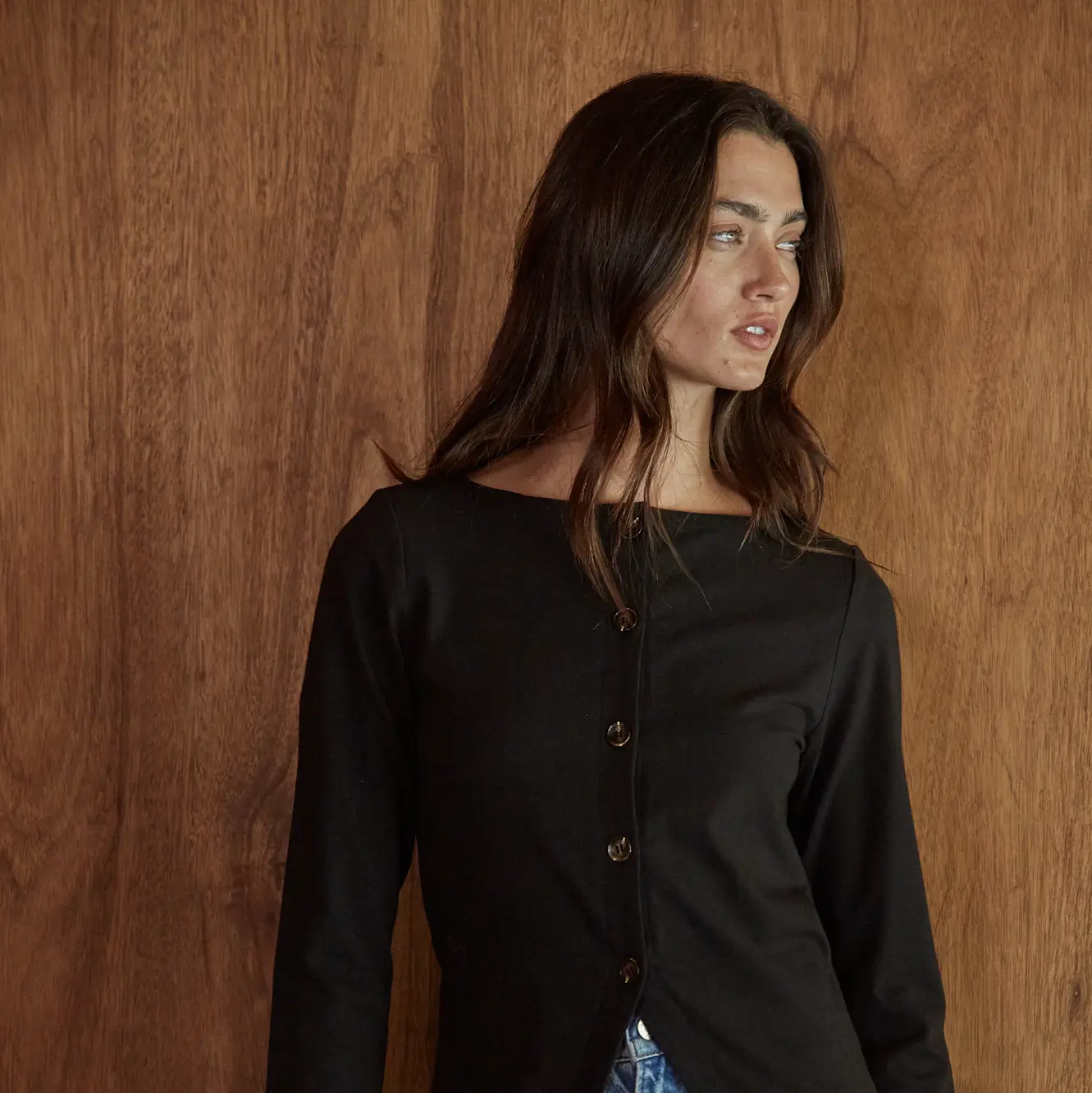 Knit Cotton Spandex Button Down Long Sleeve