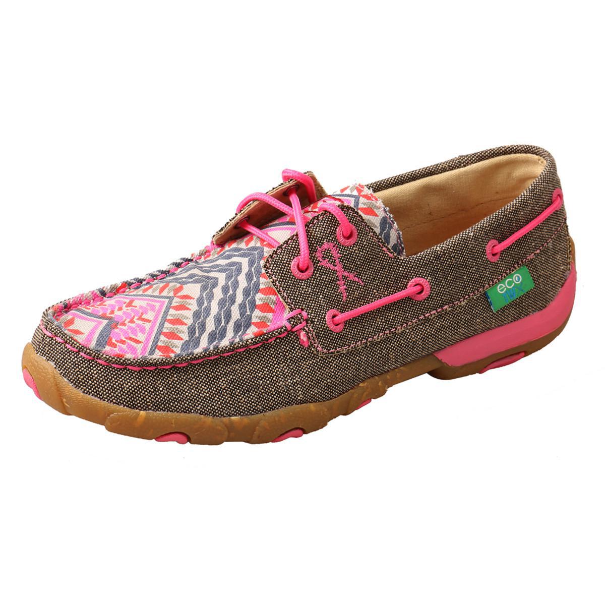 WOMENS BOAT DRIVING MOCCASINS - DUST/PINK MULTI WDM0132