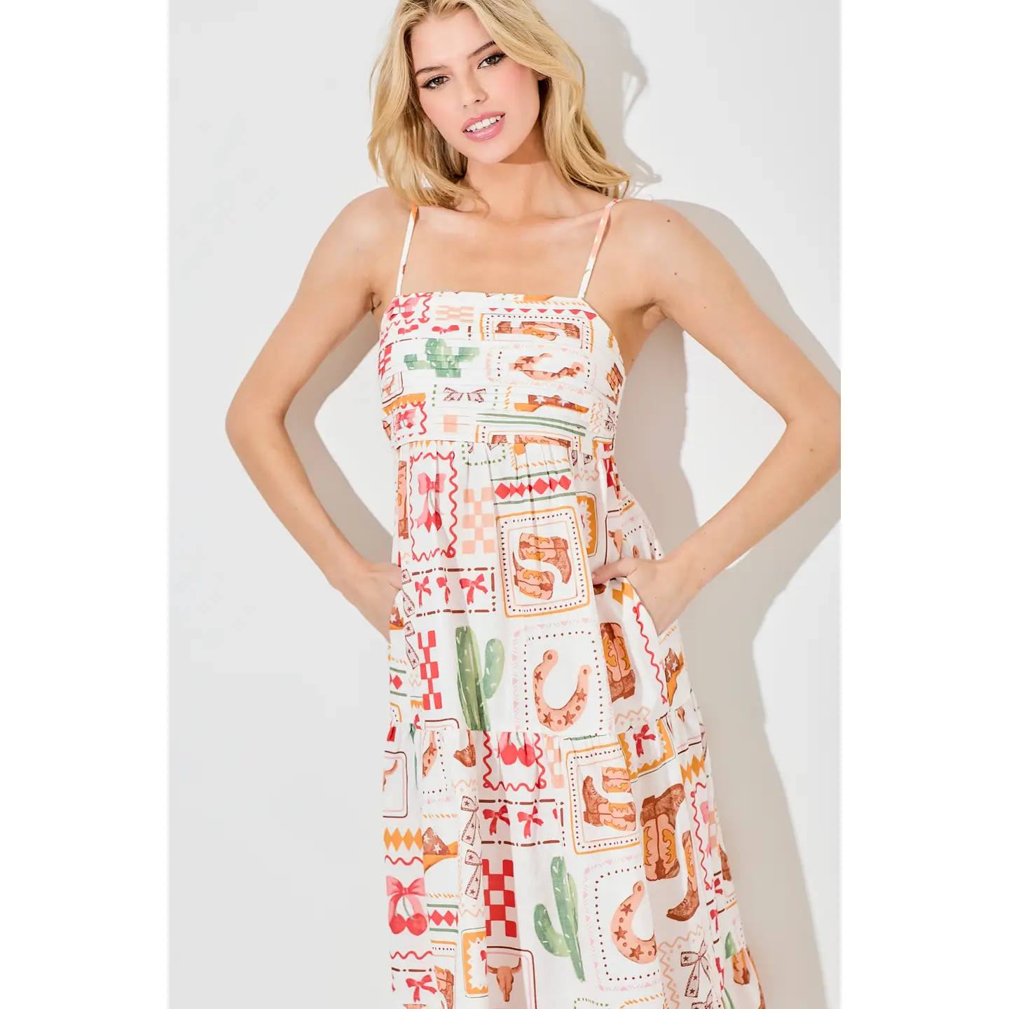 Western Print Maxi Dress