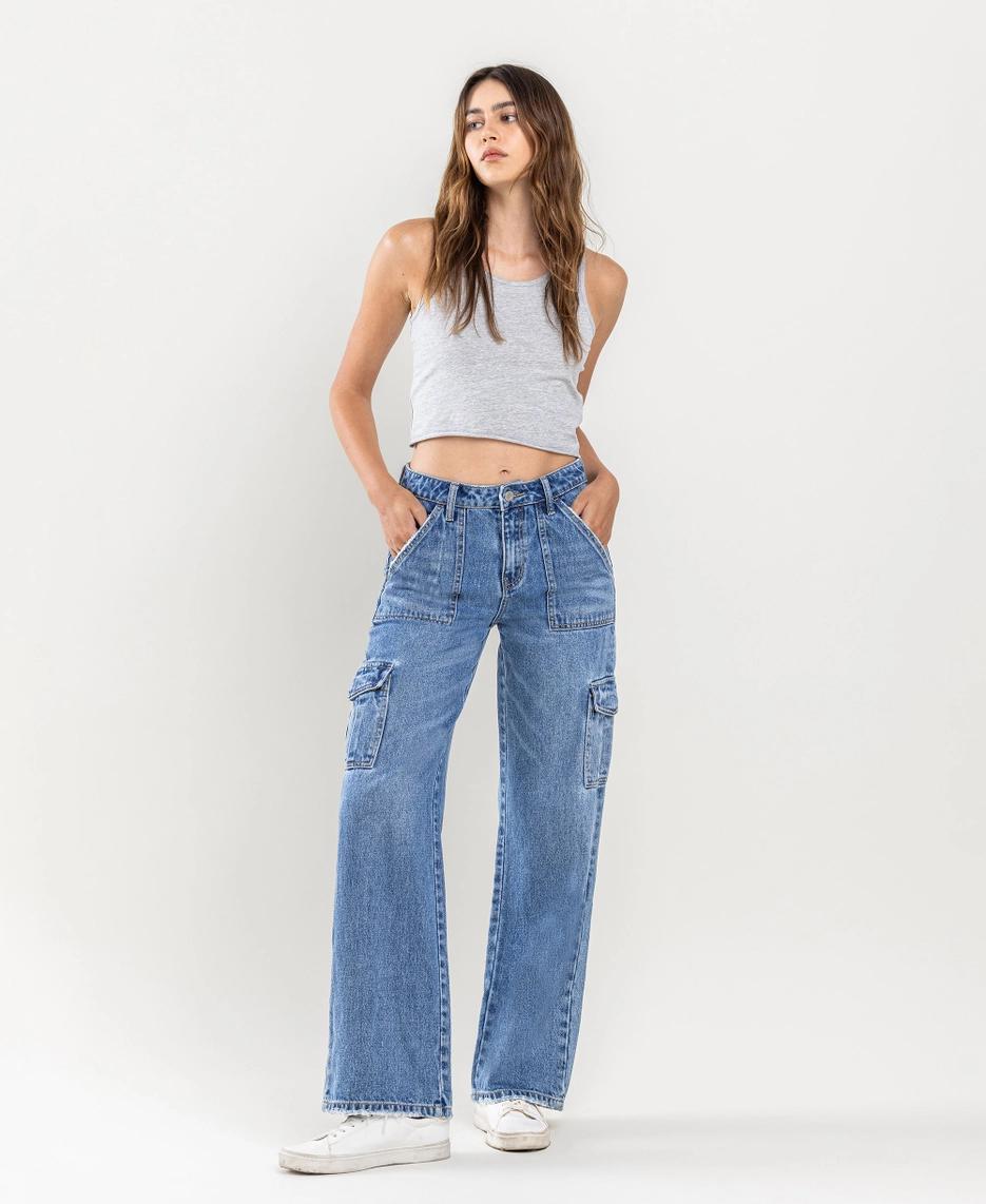 High Rise Wide Leg Cargo Jeans | Flatter
