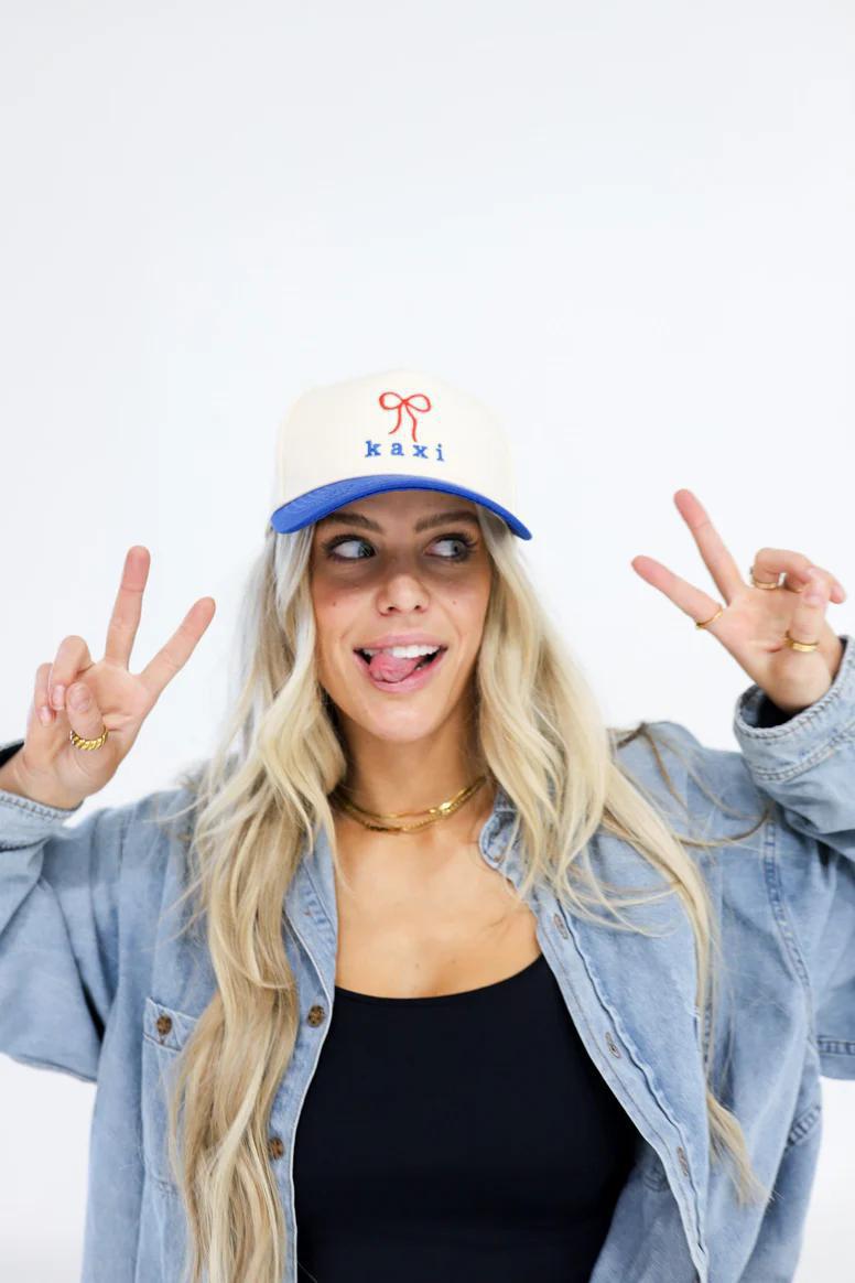 KAXI BOW TRUCKER HAT - BLUE WITH RED BOW