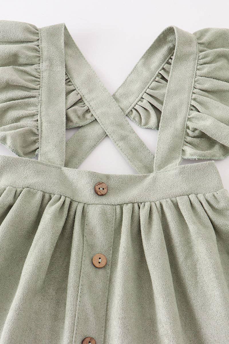 GIRLS SAGE RUFFLE SUSPENDER DRESS